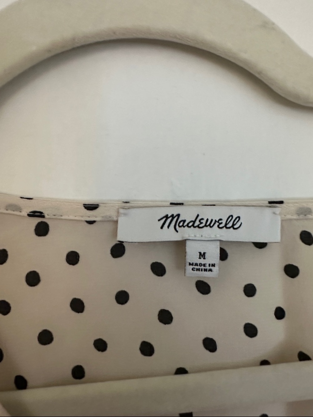 Polka Dot Ruffle Short Sleeve Top - Beige/Black - Picture 2 of 4